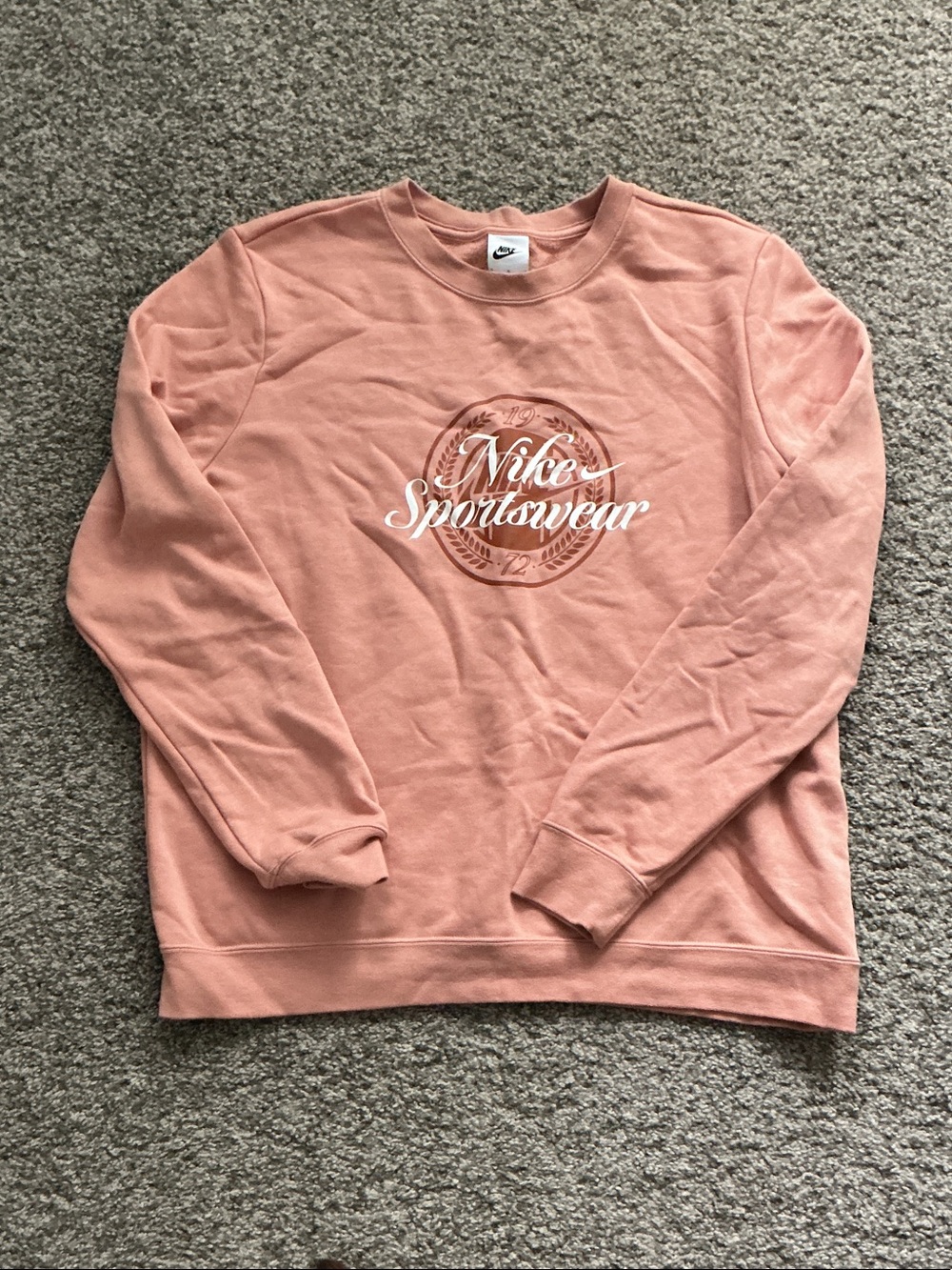Nike Men's Crewneck Sweatshirt in Dusty Pink with White Logo